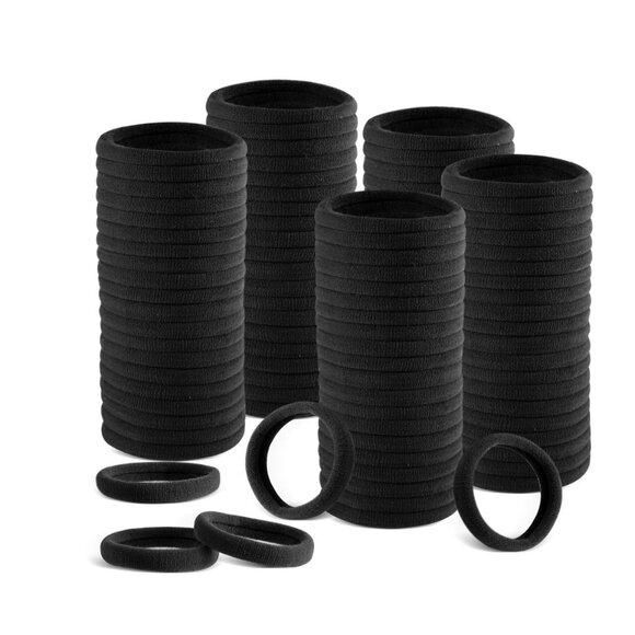 120 Pcs Black Hair Ties for Women, Ponytail Holders for Thick Hair, Seamless Clo - Picture 1 of 7